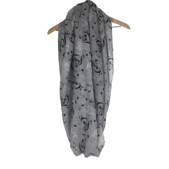 TORRID Scarf Music Notes Sheer & Knit Chunky Grey Infinity Warm Cozy Lot of 2 - Picture 3 of 12